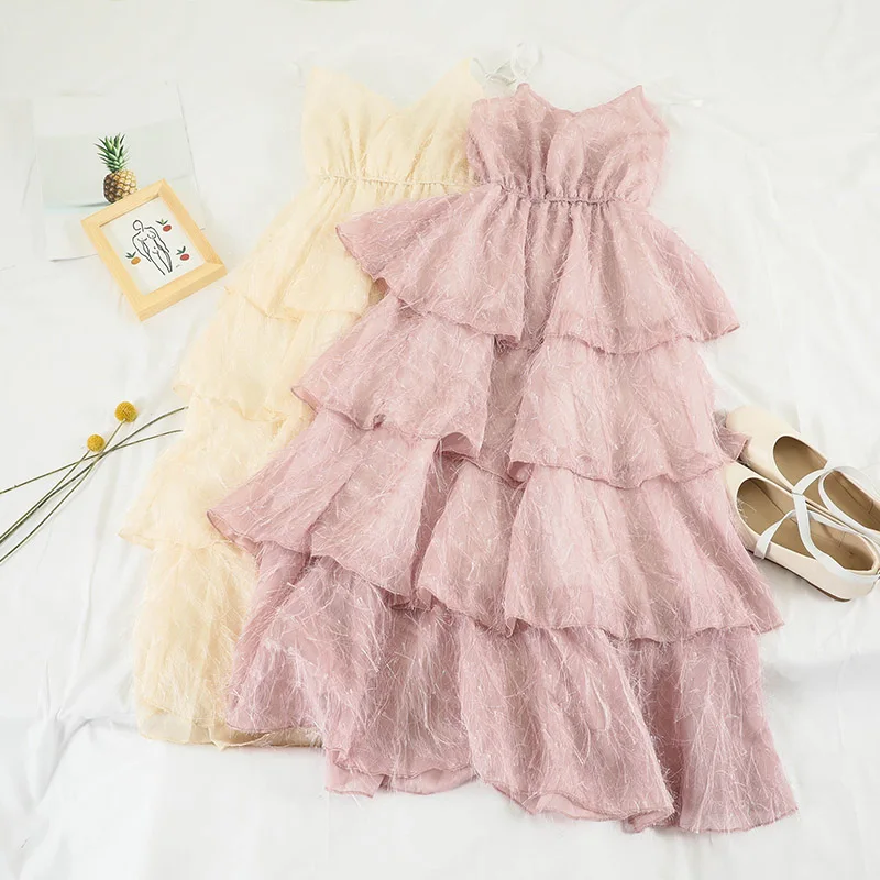 2019 Новое модное женское летнее платье свежее яркое шелковое газовое длинное с