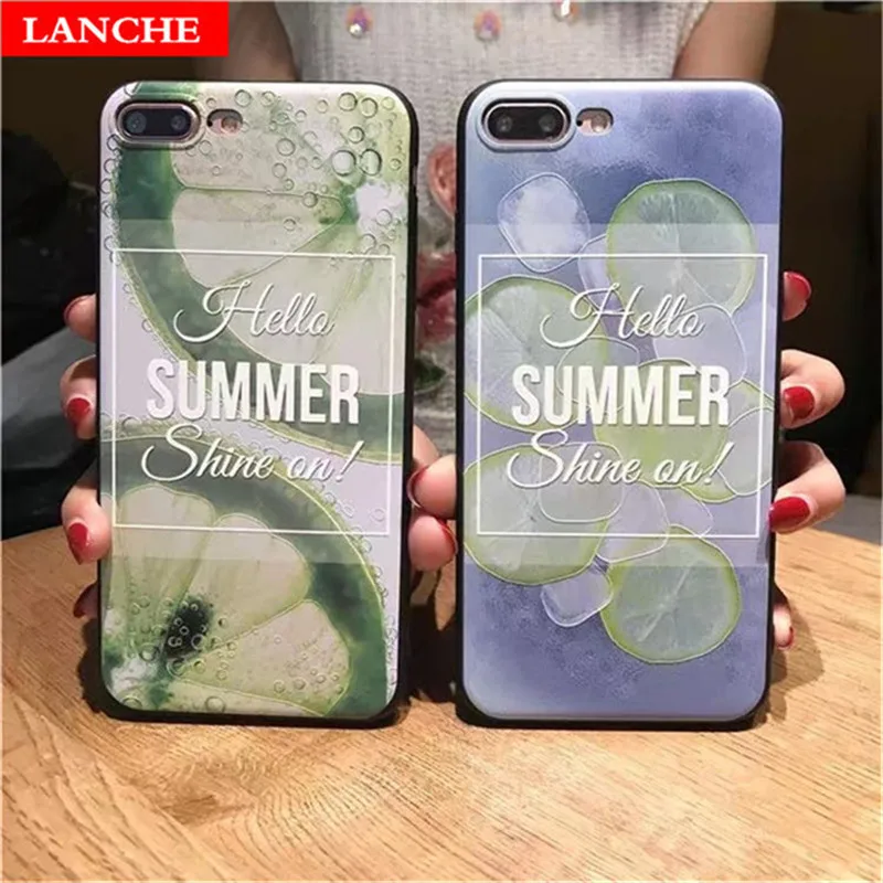 Cases For iphone 6 6S 7 7Plus 5 5S SE Case Summer Lemon Lime Relief Pattern Silicone Phone Back Cover 6Plus 6s plus |
