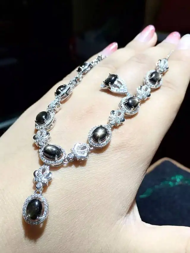 ZHHIRY Звезда Сапфир Драгоценный Камень ювелирный набор из натуральной 925 пробы