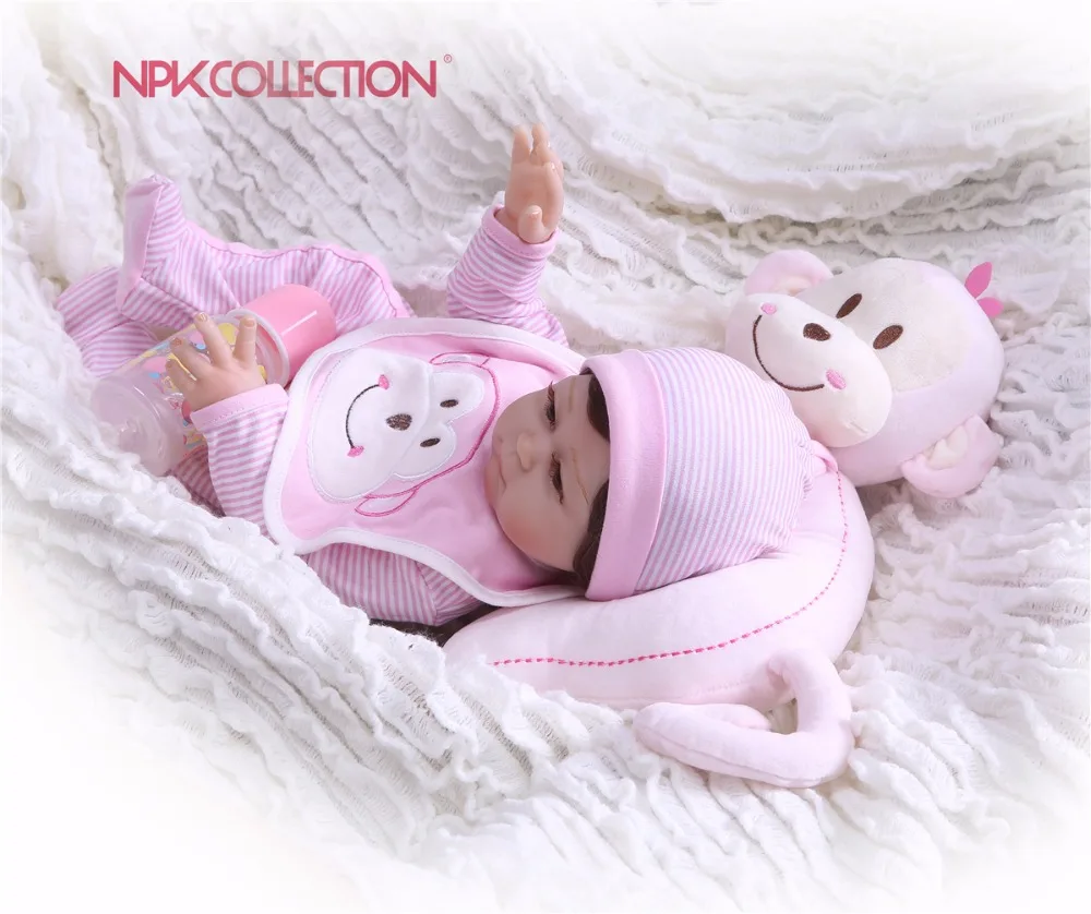 Кукла младенец NPKCOLLECTION силиконовая Реалистичная мягкая для девочек 46 см подарок