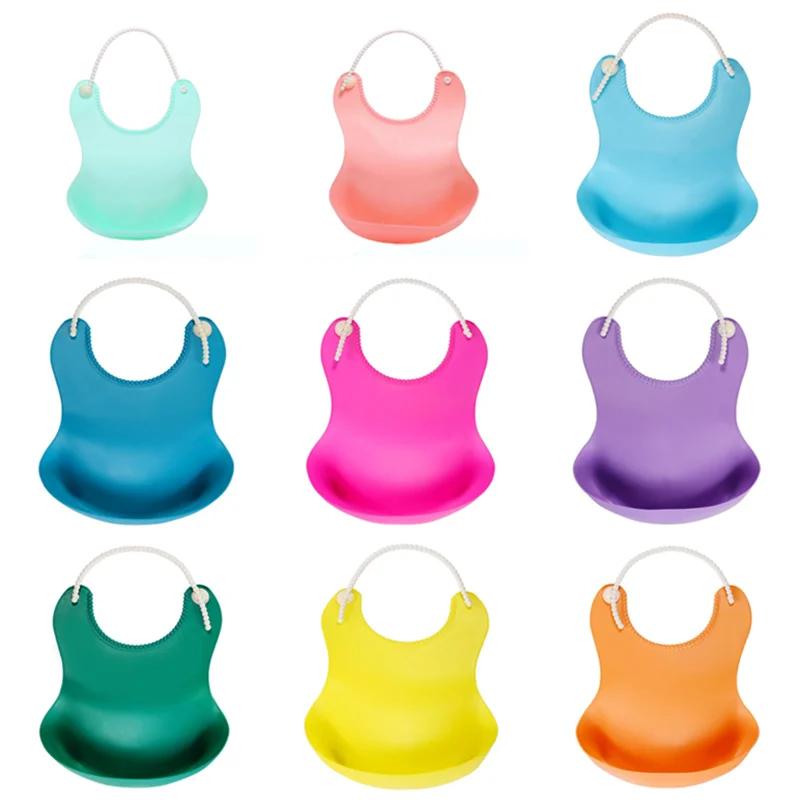 9 цветов мягкий силиконовый однотонный детский нагрудник милый