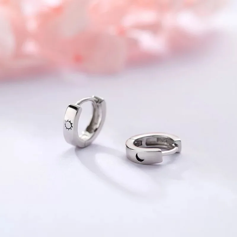 Серьги из стерлингового серебра 925 пробы, модные серьги с солнцем и луной, кольцо для ушей холодного ветра, Пряжка для ушей, простые серьги для мужчин, женщин, мальчиков и девочек, ювелирные изделия для ушей