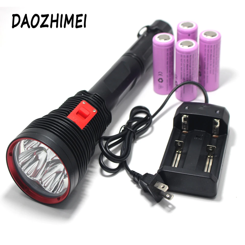 High Power Portable 4*XHP70 LED Diving Flashlight 8000LM  Scuba Dive Torch Light Super Bright Lamp Use 4x 26650 battery