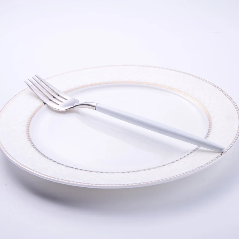 Silver Dessert fork FRM белый утолщенный высококачественный матовый набор столовых приборов из нержавеющей стали, Западный Набор ножей и вилок, десертный нож и вилка, ложка - Цвет: Silver Dessert fork