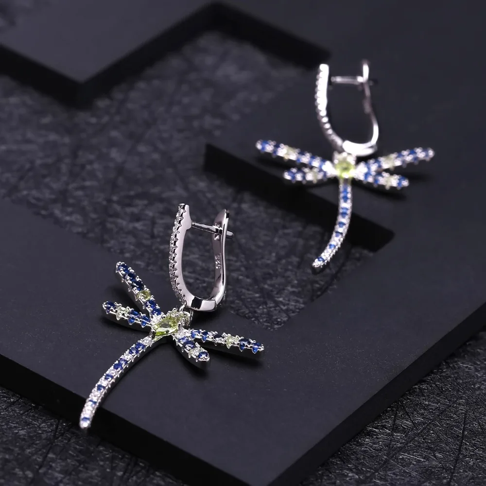 Женские серьги-подвески GEM'S BALLET вечерние сережки из натуральной стрекозы в