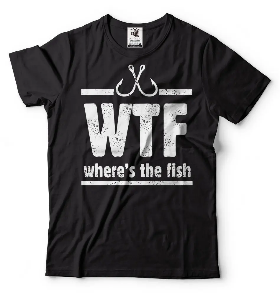 Рыболовная футболка рыболовная рубашка подарок для рыбака WTF где рыба T-shirt2019