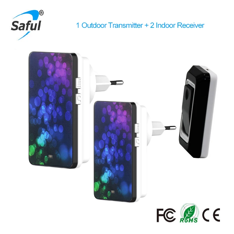 Saful Водонепроницаемый Новый ЕС Plug in беспроводной дверной звонок Комплект Дверной