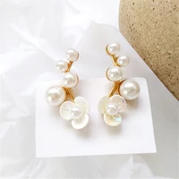 latest trends personality contracted metal pearl flower shapes delicate street snap earrings to wear take a lady earrings