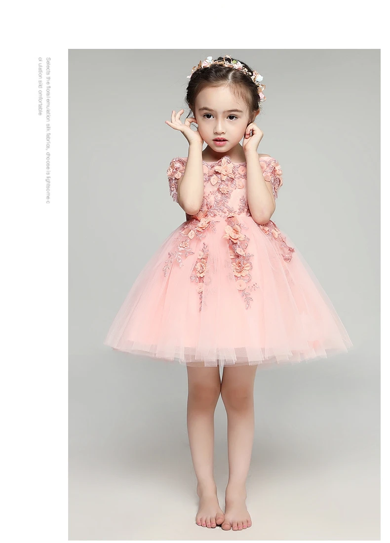 Glizt/платья для первого причастия с открытыми плечами для девочек; Vestido Daminha Casamento; роскошное бальное платье; розовое платье из органзы с цветочным узором для девочек