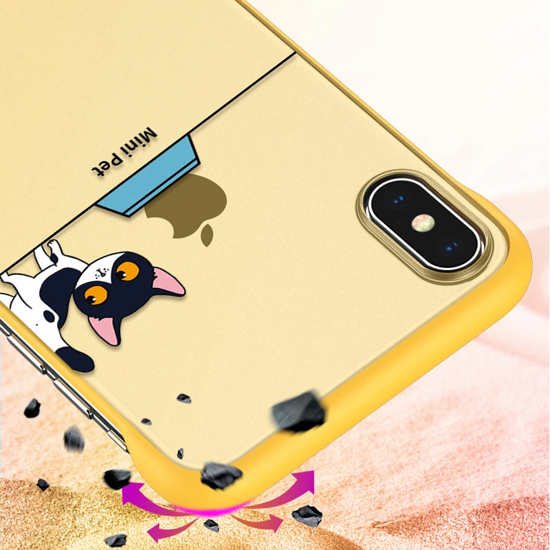 Жесткий PC матовый прозрачный чехол для iphone X XS Max XR Роскошный тонкий с рисунком iPhone