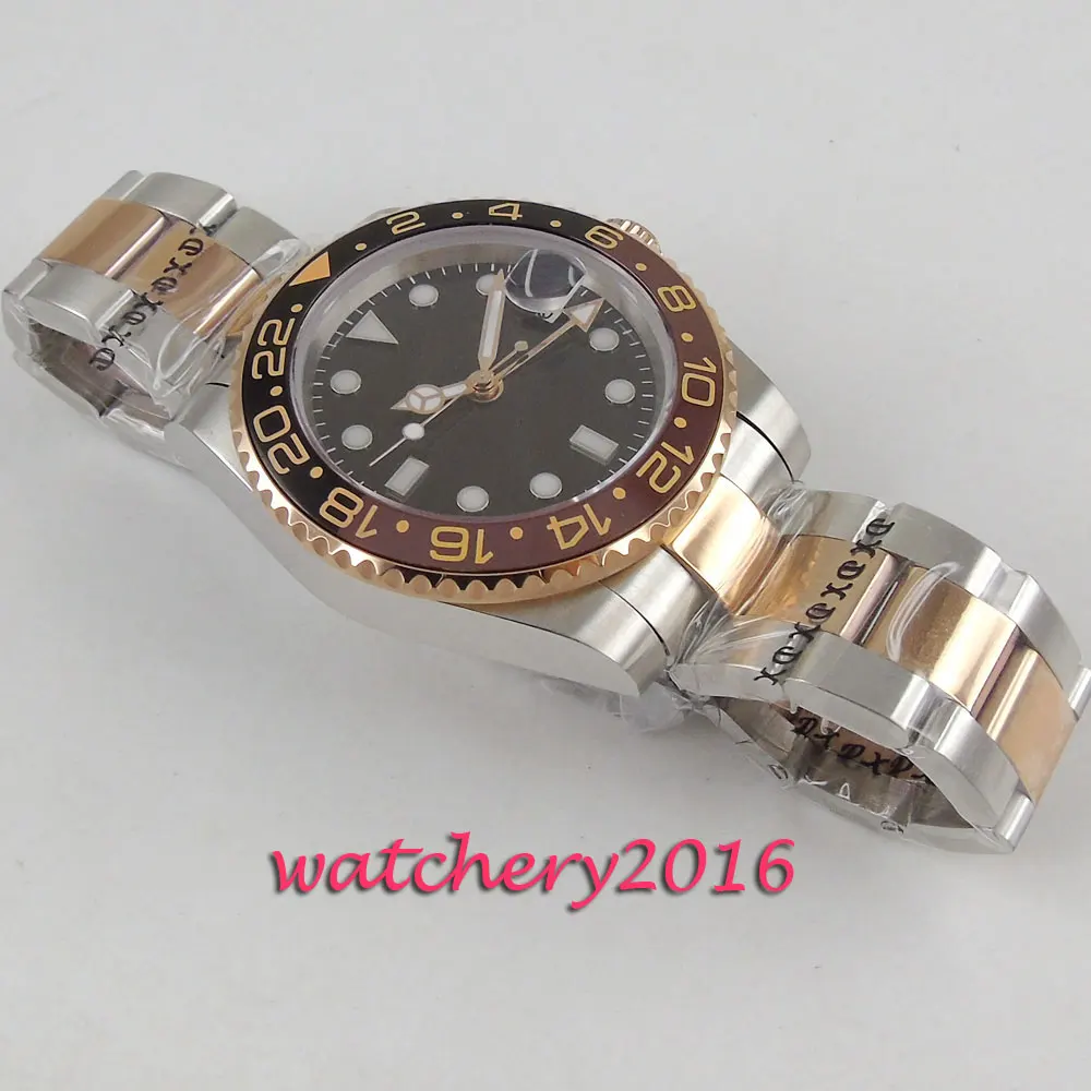 40 мм стерильный циферблат керамический ободок сапфировое стекло GMT светящиеся