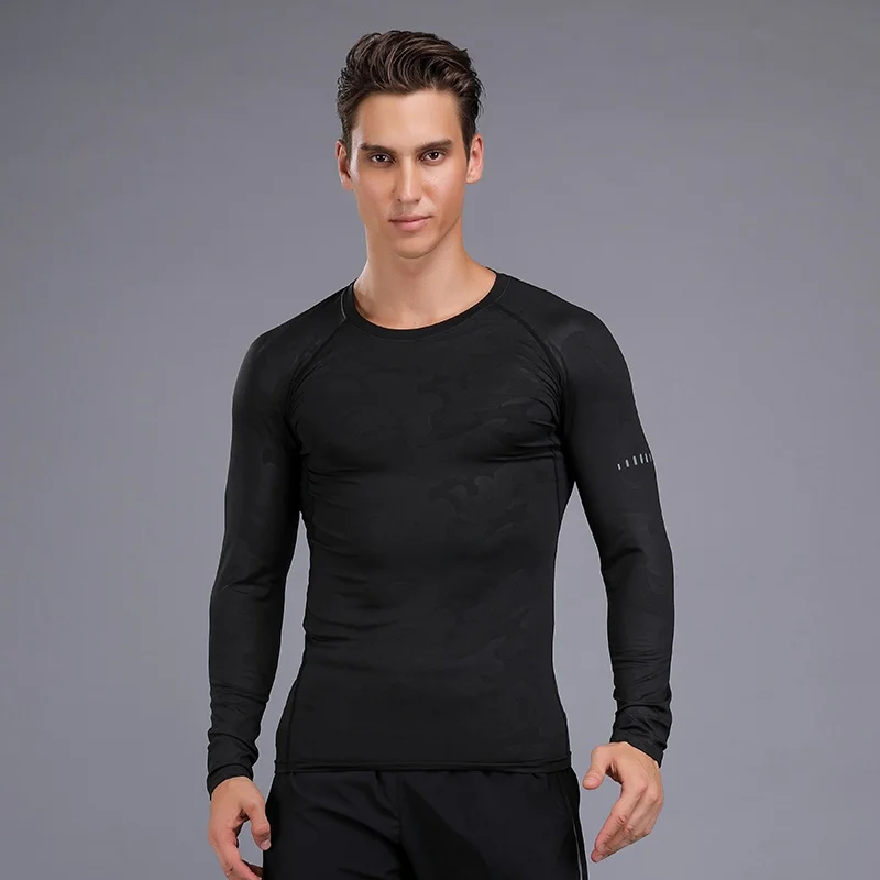 long sleeves sports Футболки с 3D принтом, Мужская компрессионная рубашка, быстросохнущая, дышащая, для бега, с длинным рукавом, облегающая, топ, Мужская футболка, Кроссфит - Цвет: long sleeves sports