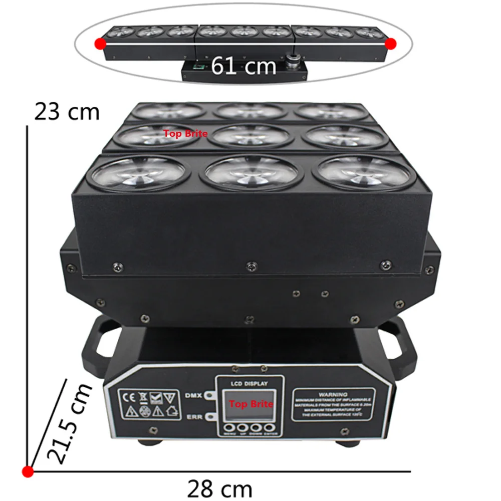 Новый дизайн 9X10W RGBW Четырехцветные светодиодные лампы с матрицей деформации CREE