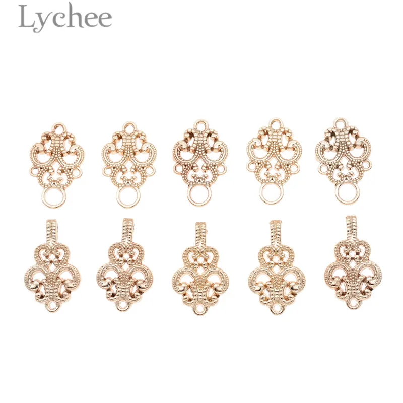 Lychee 5 шт. Стразы Hebillas сплав пуговицы Винтаж Полые Кнопки DIY Швейные материалы для одежды - Цвет: 4