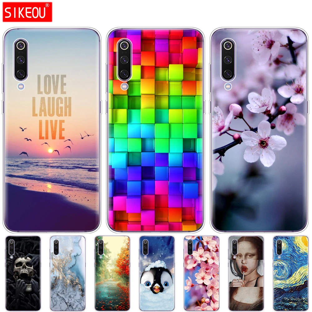 case for xiaomi mi 9 case cover Cartoon Silicone Soft TPU Cover For xiaomi Mi9 xiaomi 9 SE Case Phone Shell bumper etui flower