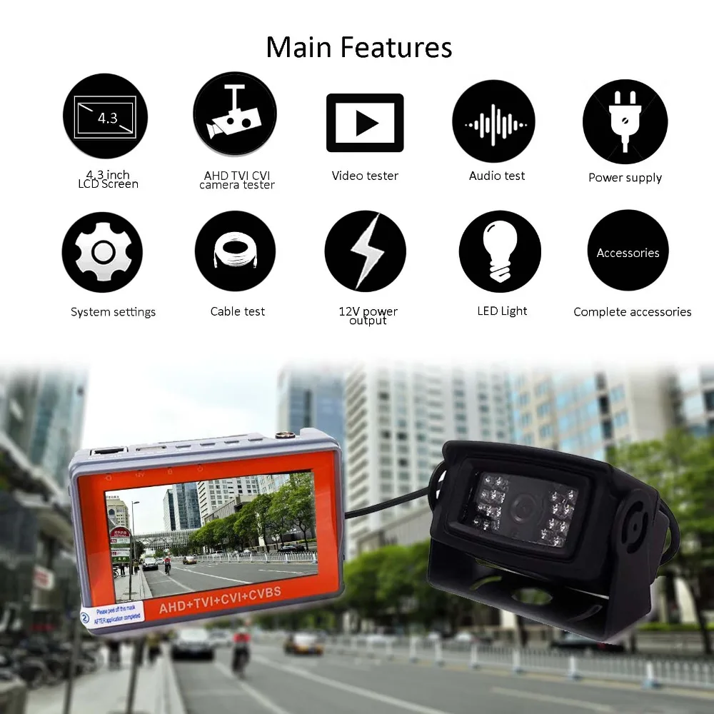 IV7W новое обновление 5MP 4MP камера тест er AHD TVI CVI CVBS 4в1 CCTV Тест er 4,3 дюймов монитор UPT аудио тест DC12V Выход
