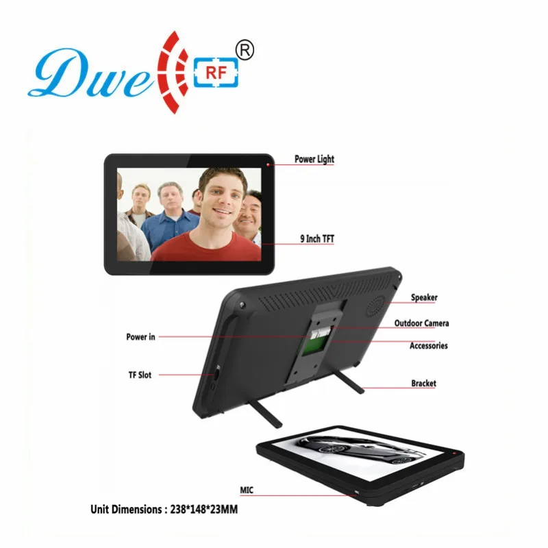 DWE CC RF 9'' Inch Color Video Intercom Wired Touch Screen Door Phone RFID Password Doorbell DW-906R | Безопасность и