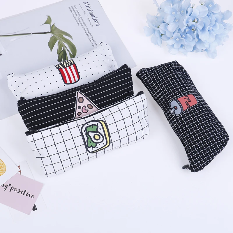 Милый чехол-карандаш из парусины для пиццы и картофеля фри каваи канцелярские