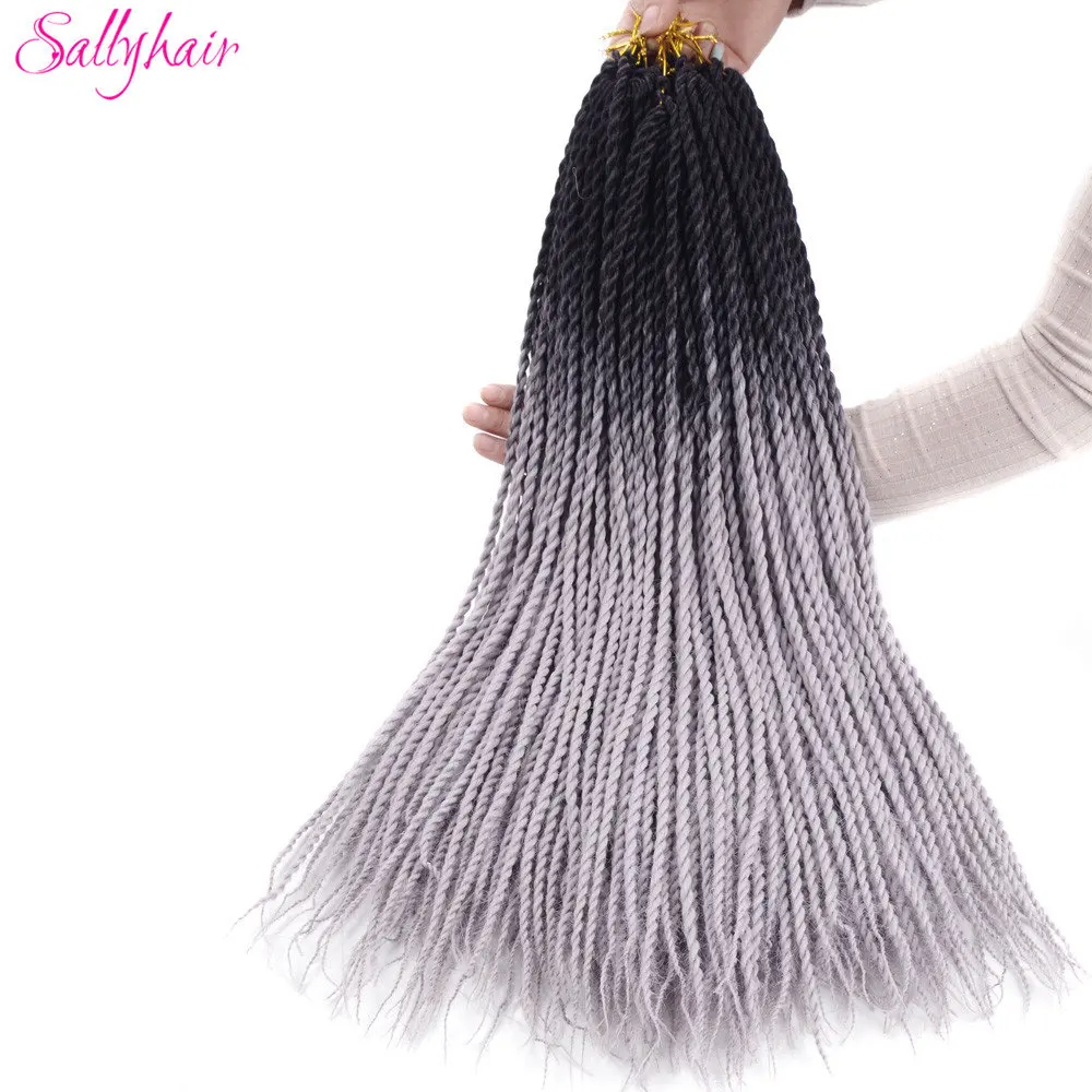 Sallyhair, 24 дюйма, 20 прядей, Омбре, цвет, сенегаль, закрученные косички, волосы для наращивания, высокая температура, синтетические, вязанные, косички