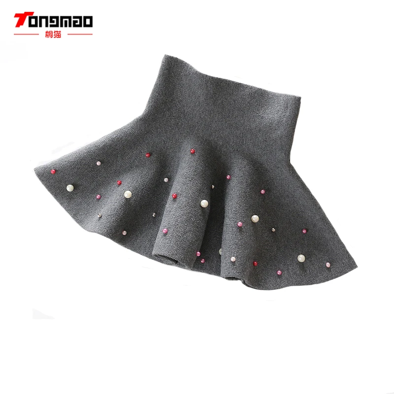 

New Spring and Autumn Children's Clothing Girls Fashion Casual Knit Skirt Bottoming Pearl Princess Tutu Skirts Wild Child