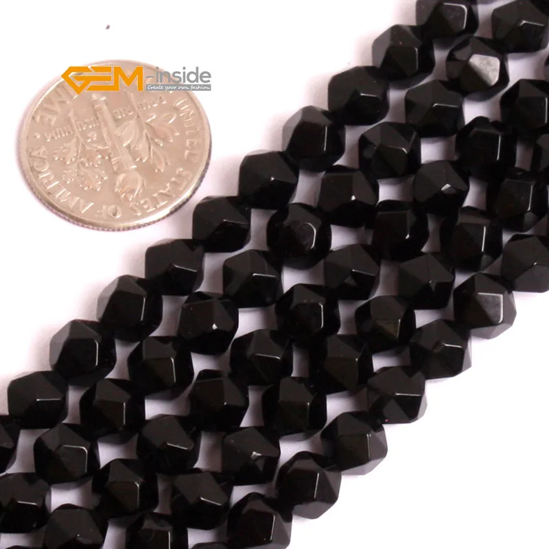 

Gem-inside Natural Faceted Cambay Black Agate Stone Beads For Jewelry Making 6-12mm 15inches DIY Jewellery Selectable Size