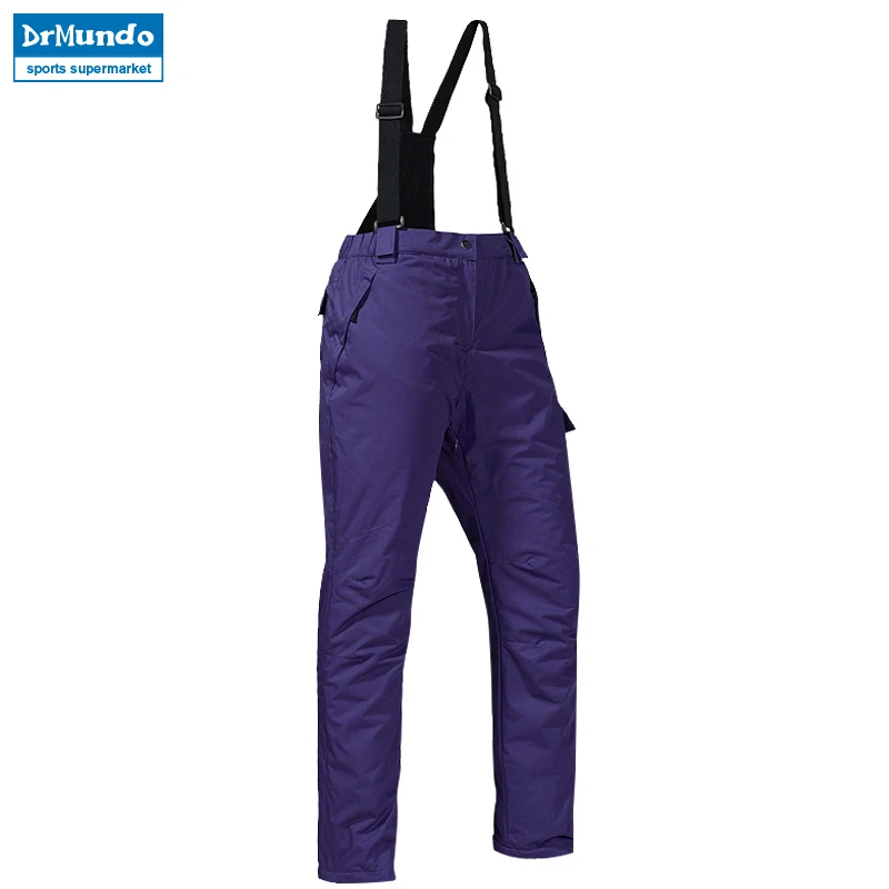 Новые зимние женские водонепроницаемые лыжные штаны с подтяжками ветрозащитные