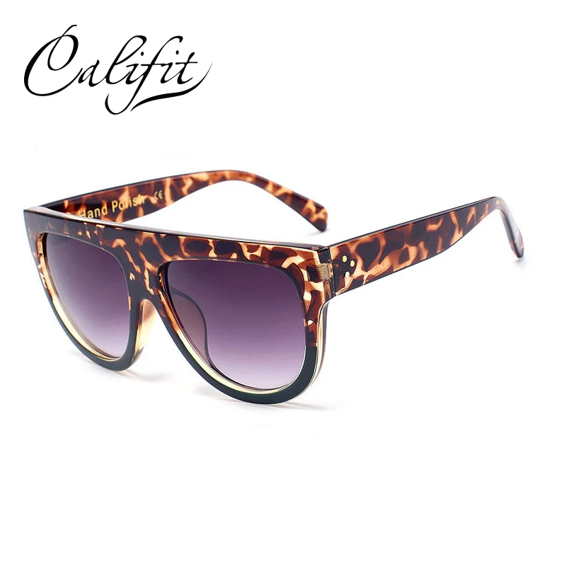 CALIFIT женские негабаритные плоские солнцезащитные очки Женские винтажные