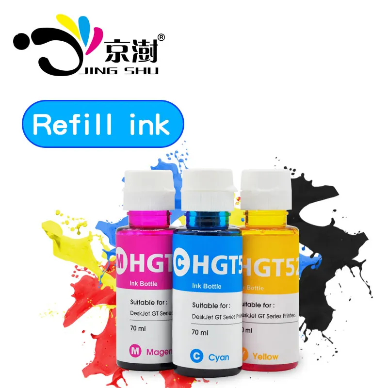 1 шт. набор чернил GT52 HGT52 для принтеров HP deskjet GT серии GT5810 GT5820 70 мл|ink kit|refill ink kitdye |