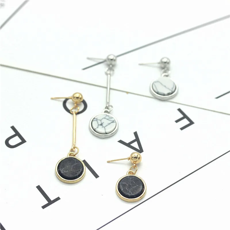 Европа Модные украшения нерегулярные круглые камни длинные Серьги для Для