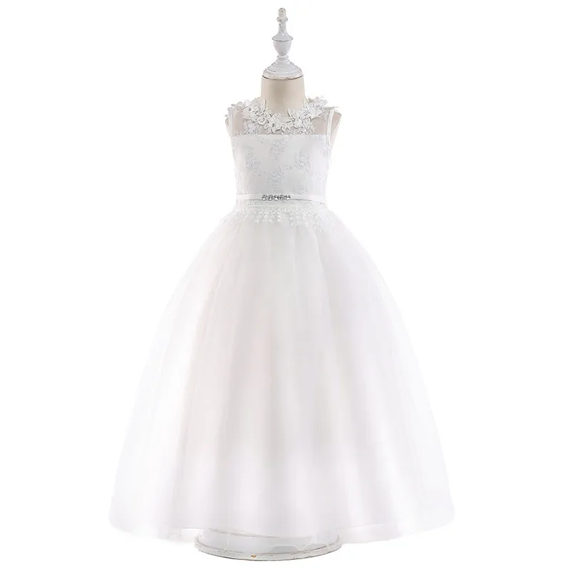 Children Pageant Elegant Dress for Girl Embroidery Flower Princess Wedding Party Dresses Long Bow Rhinestone Belt Communion | Детская