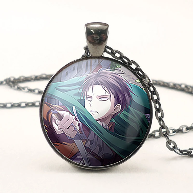 Ожерелье с кабошоном из стекла Леви Аккермана атаки на Титанов|black pendant|attack onattack on