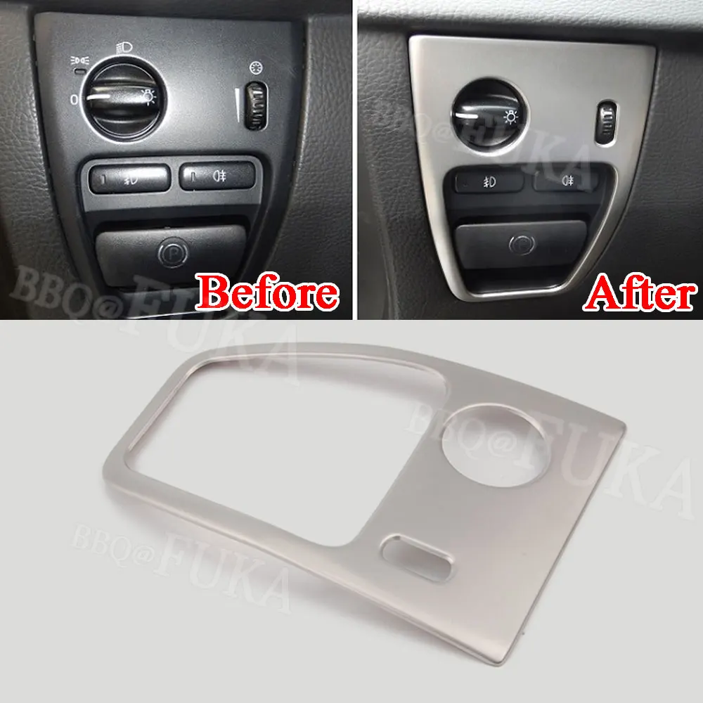 Для Volvo XC90 2002-2008 2009 2010 2011 2012 2013 из нержавеющей стали головной светильник лампа кнопка включения крышка рамка внутренняя отделка