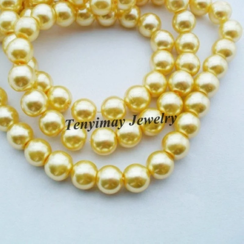 

85cm 8mm Yellow Imitation Pearl Loose Beads, Cheap DIY Accessory