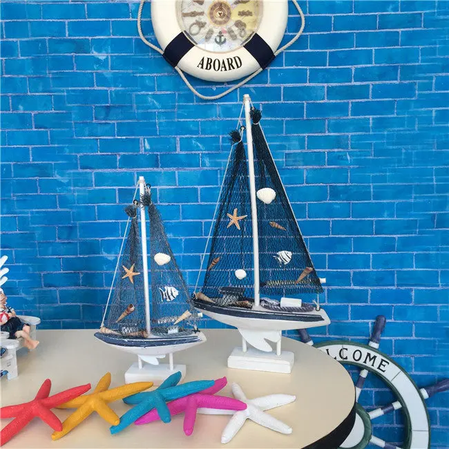 Mediterranean Style Wooden Sailing Model Birthday Gift Home Decoration Handicraft Ship Everything Is Going Smoothly | Дом и сад
