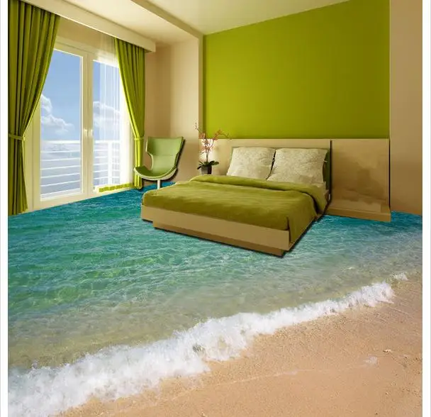 Настенные ПВХ обои на заказ водонепроницаемые 3d для пола морского серфинга пляжа