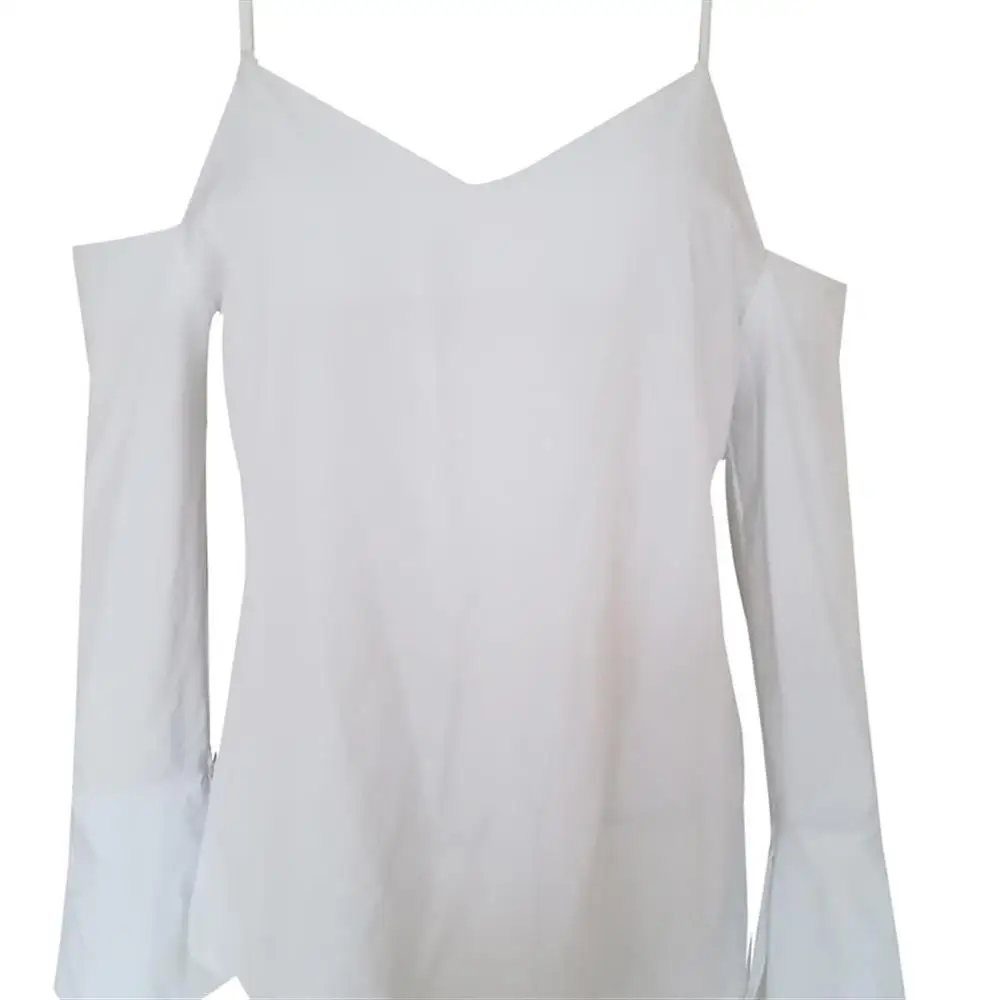 2018 New Arrival Autumn Women Blouse Off Shoulder Long Sleeve Solid Color Sexy V Neck Shirts For Female |