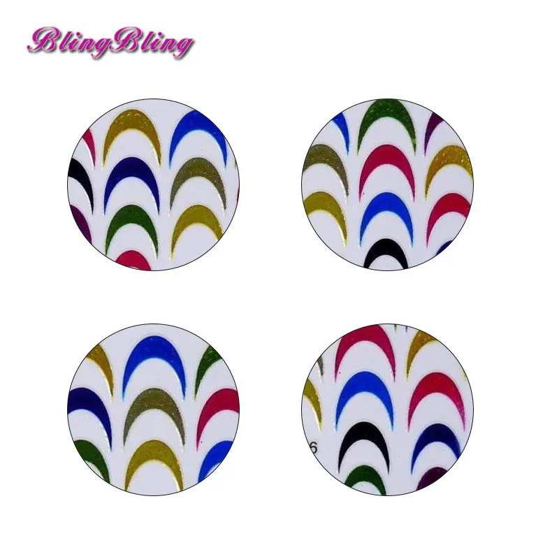 Blingbling 2 листа Французский маникюр цветные Типсы Книги по искусству Форма Fringe Гиды