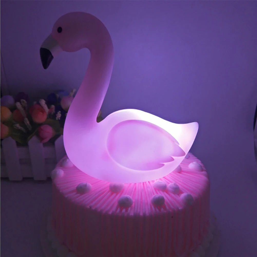 Romantic LED Pink Flamingo Style Novelty 3D Desk Lamp Creative Kids Night Light Bedroom Decorative Lamp Cake Ornament Gift