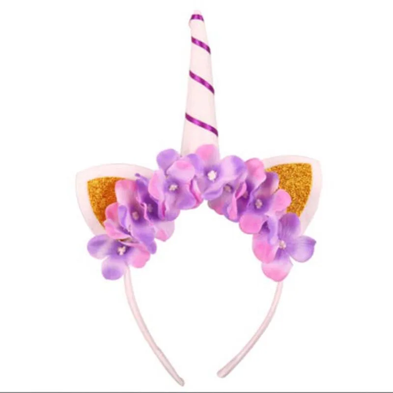 1PCS Flash Unicorn Headdress Masquerade DIY Unicorn Child Headband Party Hair Accessories Baby Shower Decoration - Цвет: 8