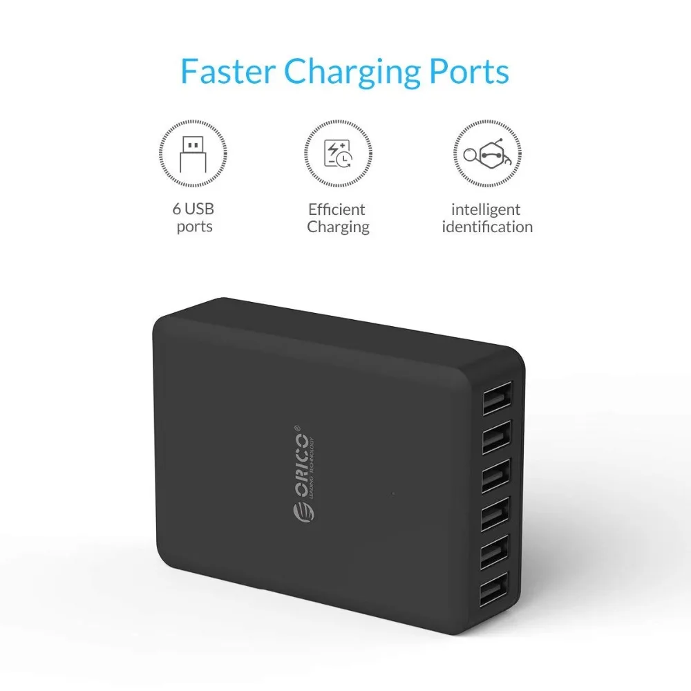 ORICO 50 Вт/10 А 6 портов настольный USB супер зарядное устройство Порт питания настольная зарядная станция для iPhone/iPad/samsung Nexus htc sony
