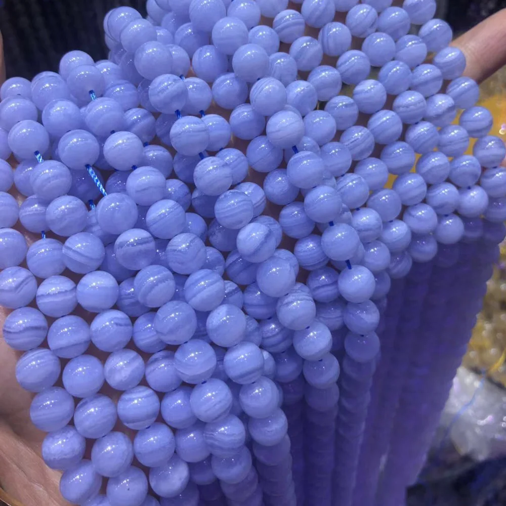 natural Brazil blue lace agate/ chalcedony beads gemstone DIY loose for jewelry making strand 15" wholesale | Украшения и
