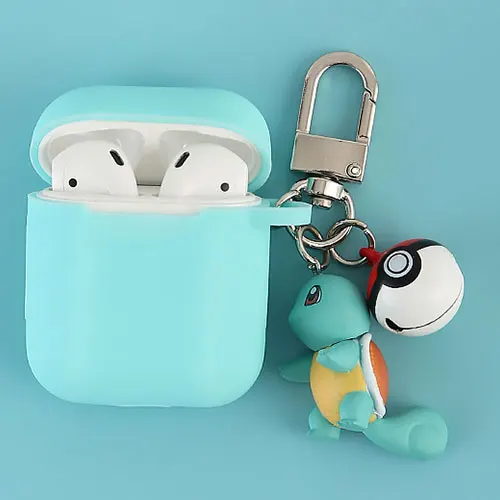 LIght Blue Милый японский мультяшный силиконовый чехол для Apple Airpods, чехол, аксессуары, Bluetooth, чехол для наушников, сумка, декоративная крышка, брелок - Цвет: LIght Blue