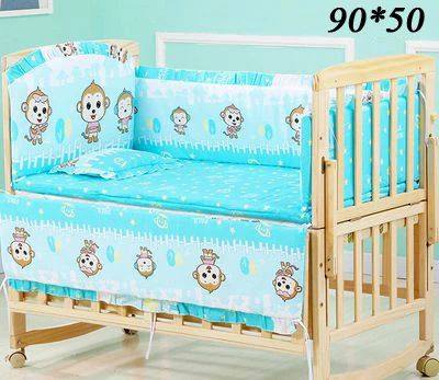 90-50 Blue Monkey 5 шт./компл. детская кроватка бампер с рисунком героев из мультфильма; хлопок Детские Постельное белье бампер Детское покрывало для кровати номер Декор ZT19 - Цвет: 90-50 Blue Monkey
