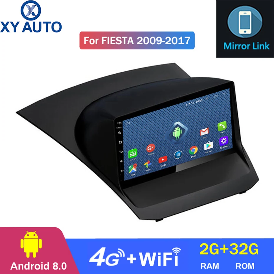 9 дюймовый 2.5D IPS HD экран 4G Lte All Netcom Android 2009 2 Гб ОЗУ 32 ПЗУ Navi с BlueTooth USB WIFI SWC для Ford Fiesta