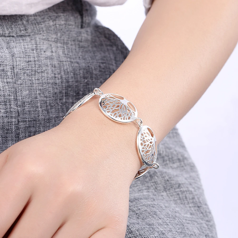 

6PCS Dia:23mm Tree of Life Charms Bracelet Silver-color Wisdom Round Tree Bracelets Bangles 20cm Religion Totem Lucky Jewelry