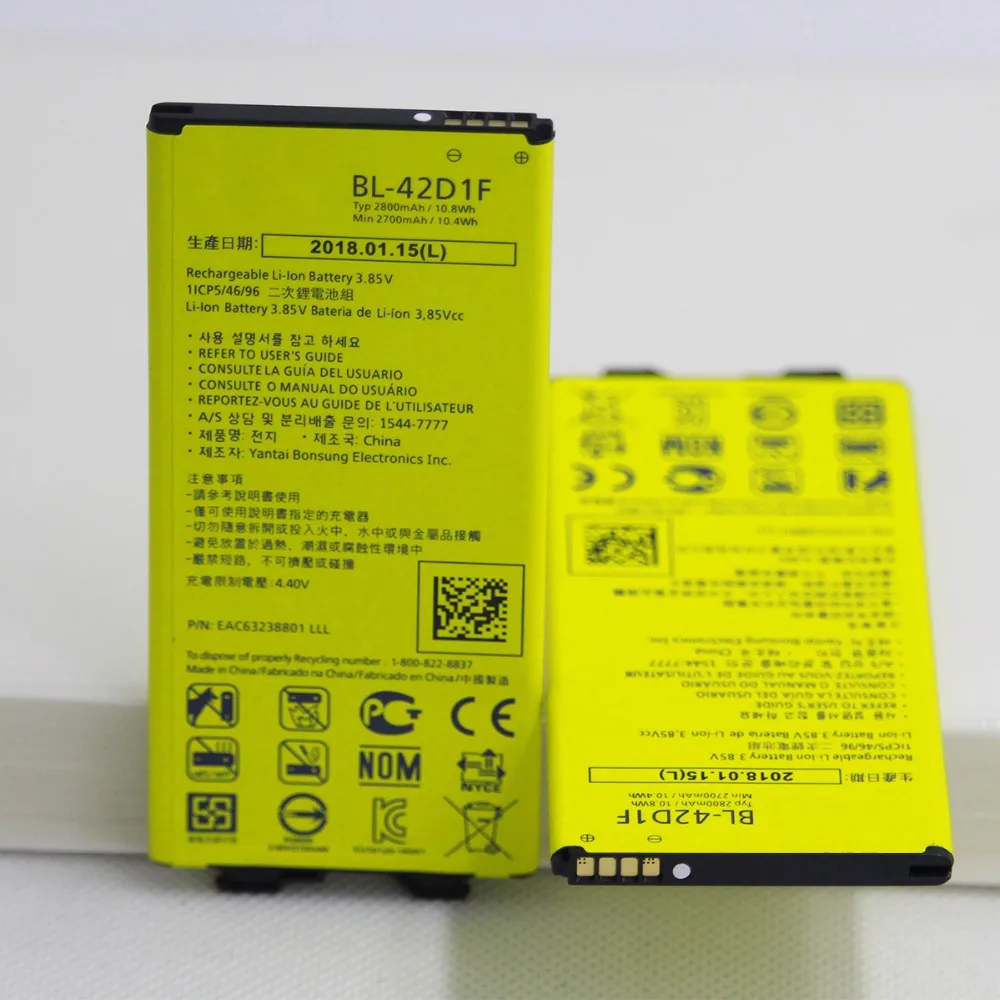 

Аккумулятор для LG G5 VS987, US992, H820, H840, H850, H830, H831, H868, BL, 42D1F, 2 шт./лот, 2800 мА · ч, BL-42D1F