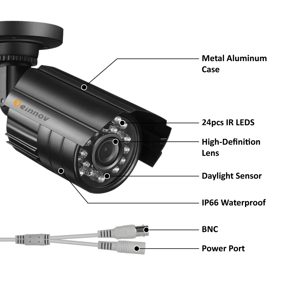 Комплект видеонаблюдения Einnov 8CH AHD DVR комплект 1080 P HD IR ночного наружного