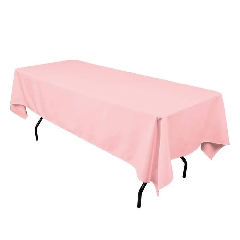 Розовый Meijuner атласная Скатерть двойной сшитый край 145 см x 304 см прямоугольная скатерть однотонный циферблат Чехлы для свадебных банкетов - Цвет: Розовый