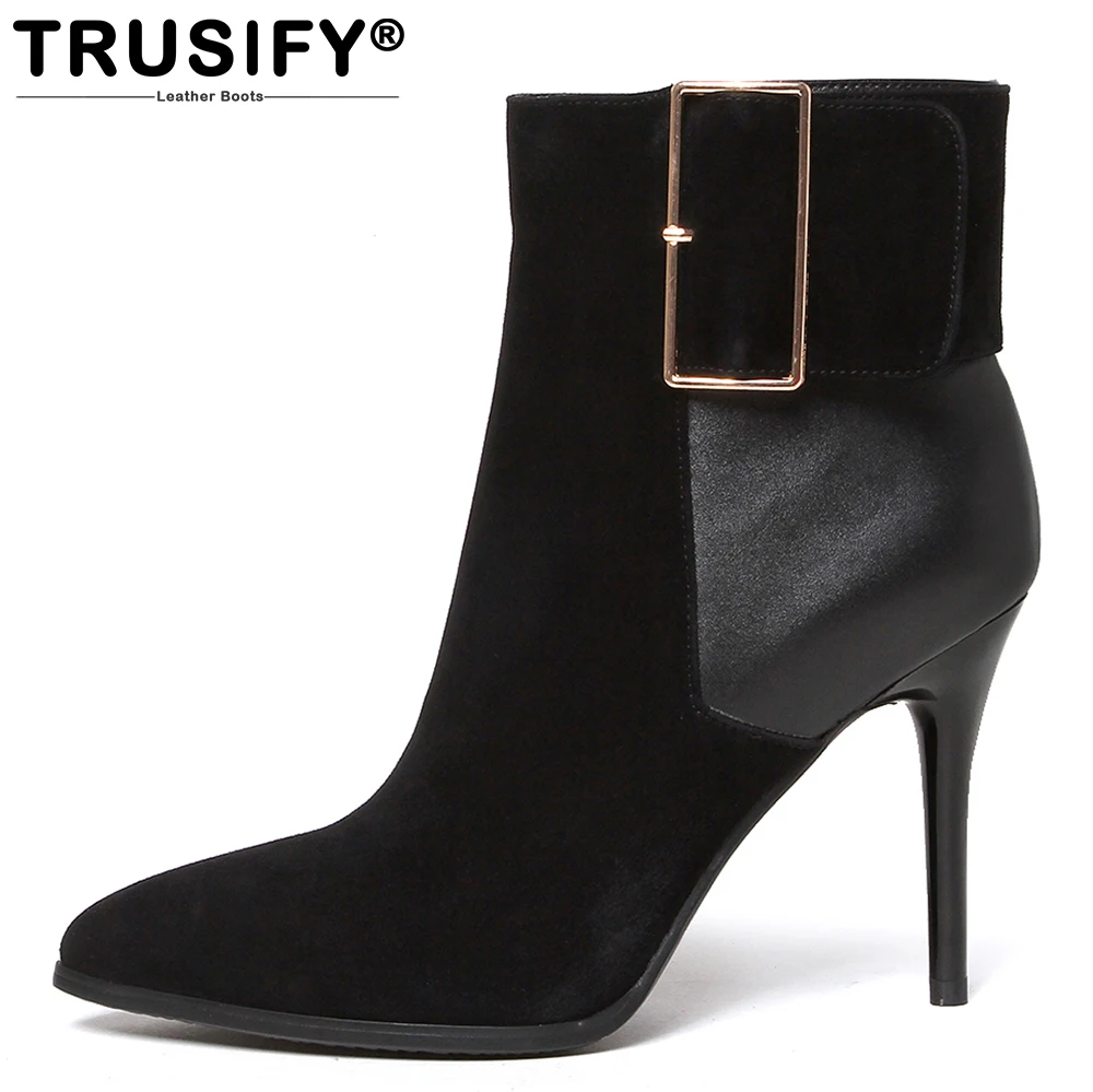 2018 ohher Дамская обувь зимние нубук на молнии женские кожаные Зимние сапоги с