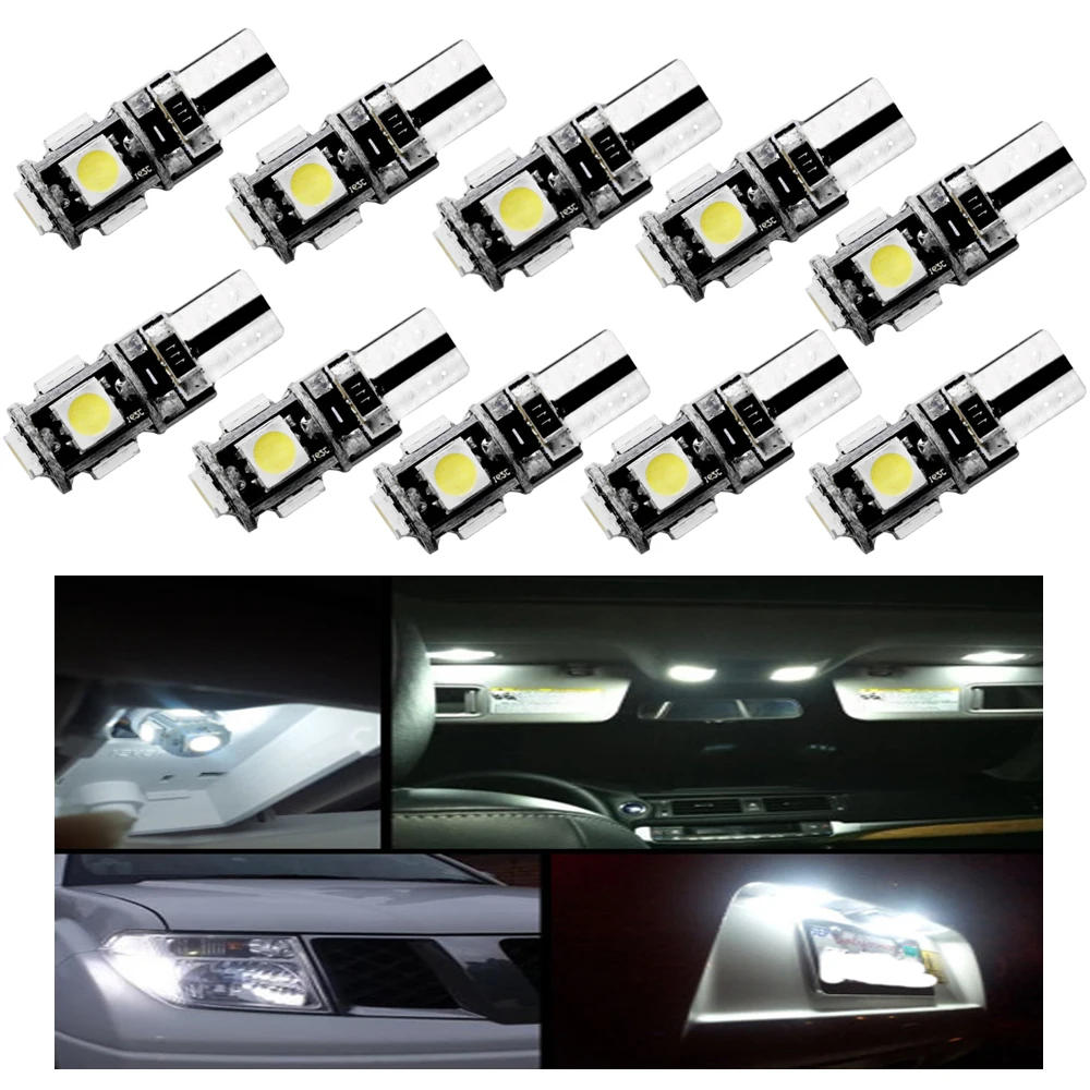

YSY 10 шт. светодиодный W5W T10 canbus 5050 5 smd светодиодный T10 194 168 5smd T10 светодиодный canbus 5050 ОШИБОК белый светильник лампа белого и синего цвета красный